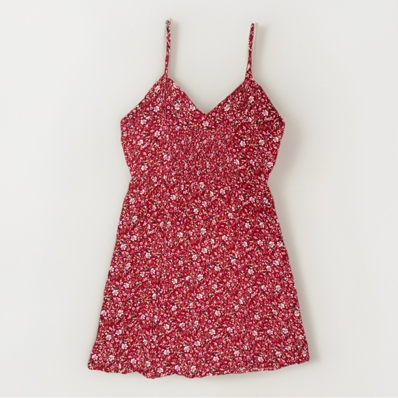 Justify Red Floral Sleeveless A-Line Dress Smocked Waist M - Picture 2 of 9